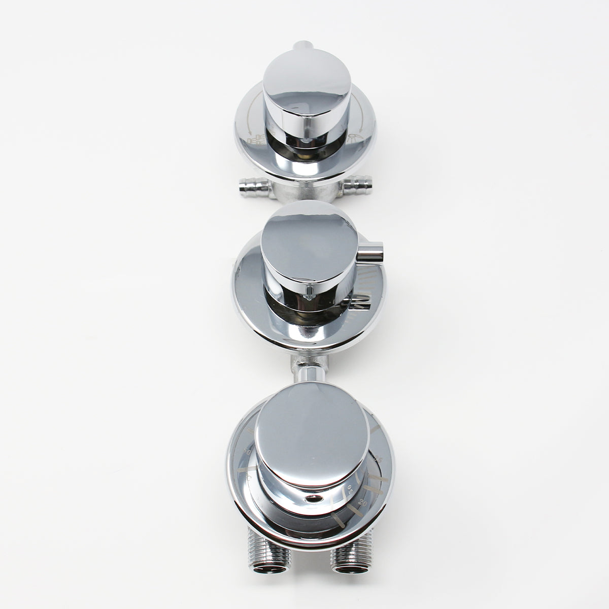 Water Control Valve mixer Tap Set - Thermostatic 3 Port 2 Feed (100mm between dials)