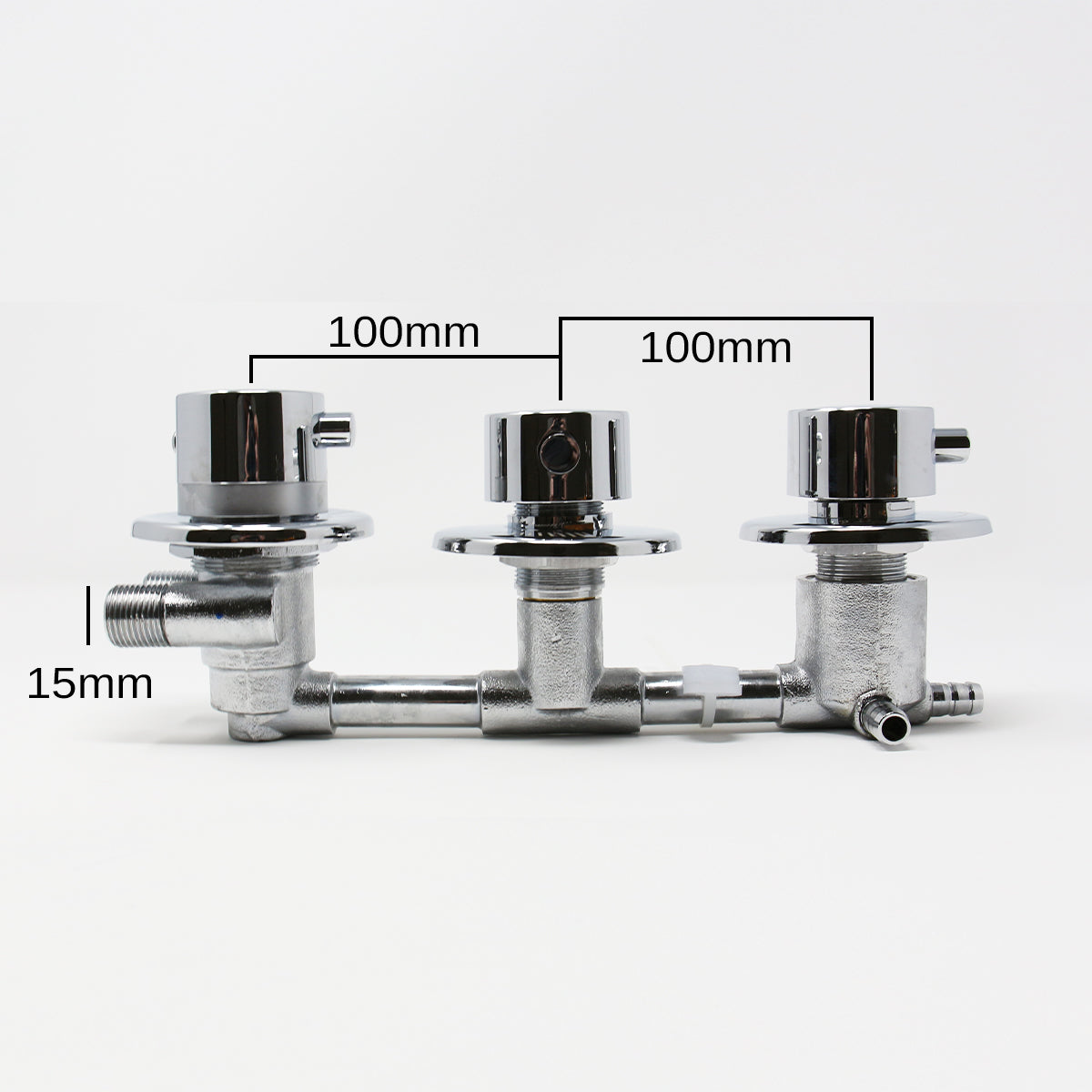 Water Control Valve mixer Tap Set - Thermostatic 3 Port 2 Feed (100mm between dials)