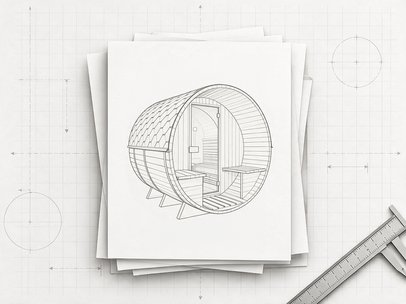 Hybrid Barrel Sauna with Porch