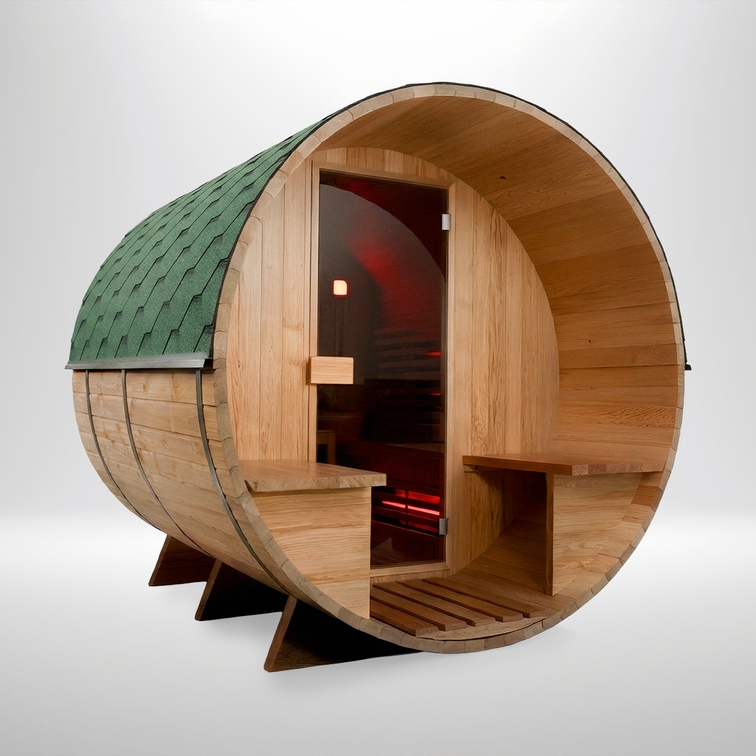 Hybrid Barrel Sauna with Porch