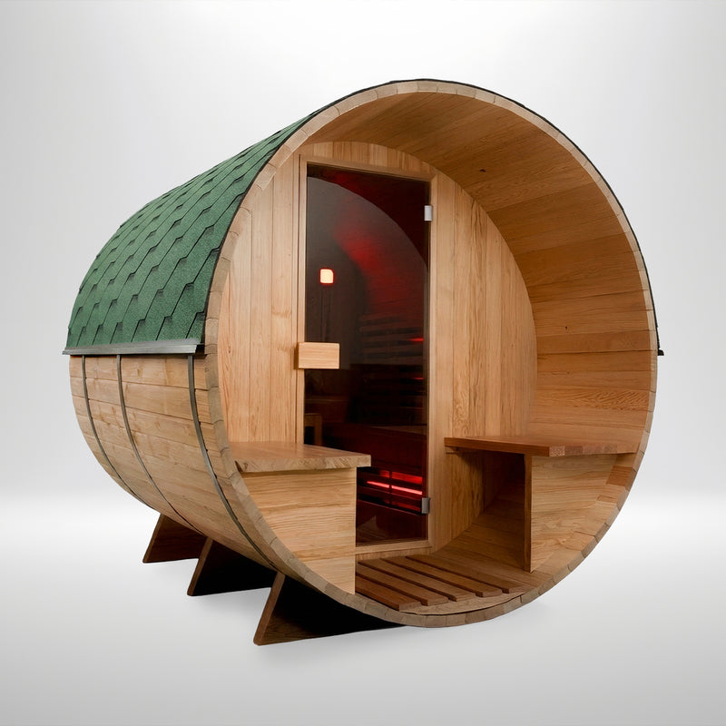 Hybrid Barrel Sauna with Porch (GRADE A)