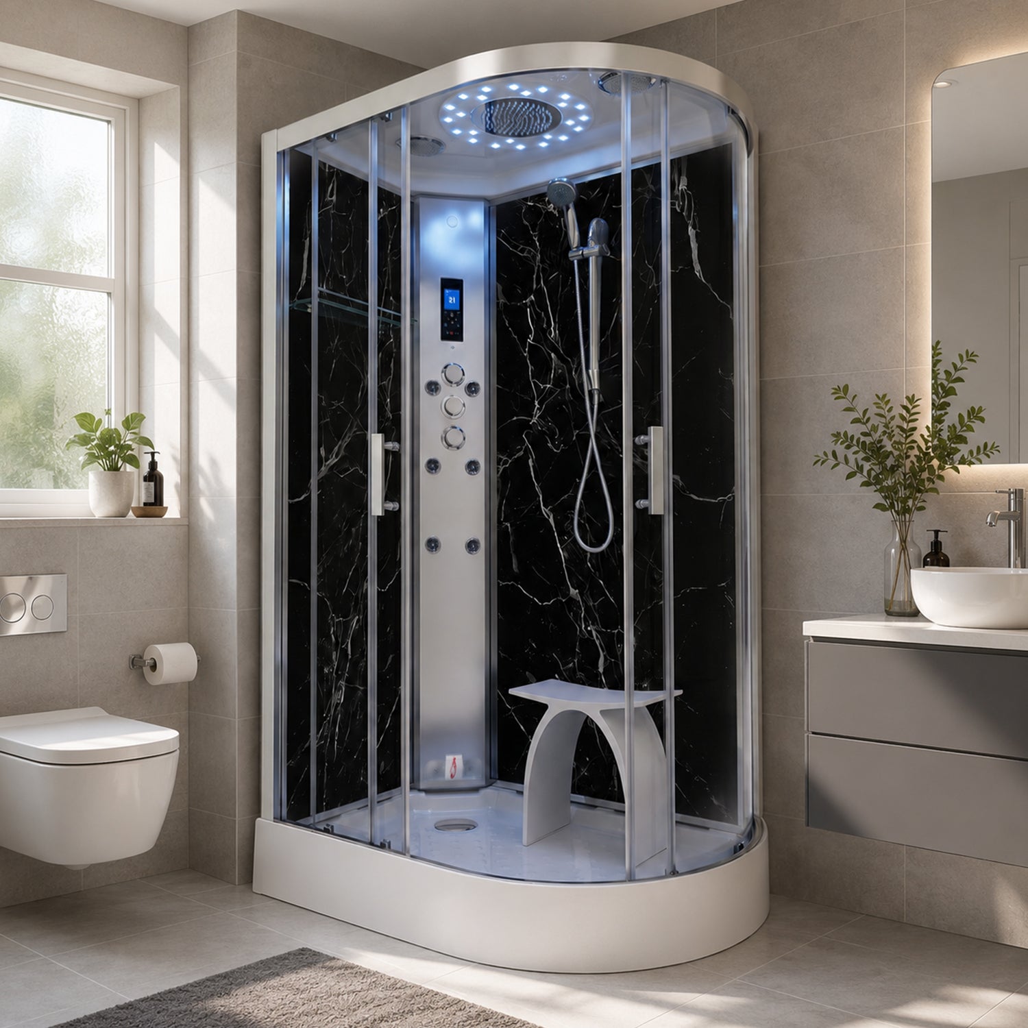 Marble Steam Shower - Offset (Left)