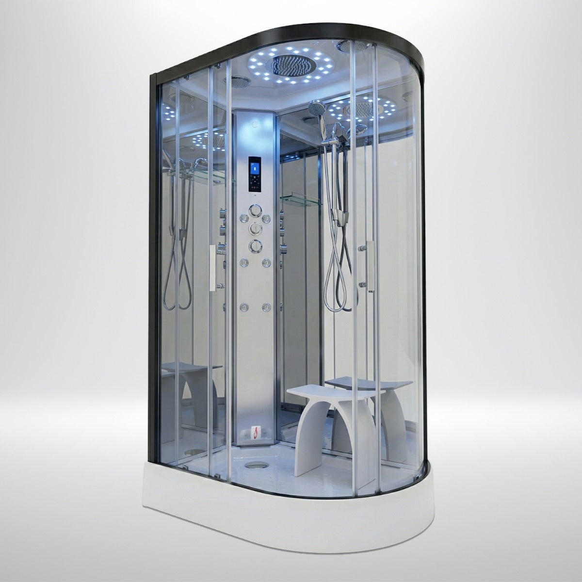 Platinum Steam Shower 1200x800mm - Black Frame/Left Hand - Mirror