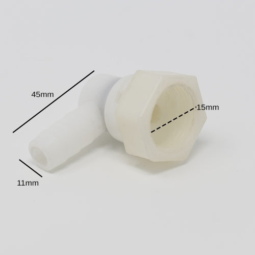 90 Degree Threaded Elbow Joint - White Plastic Push On Pipe Connection