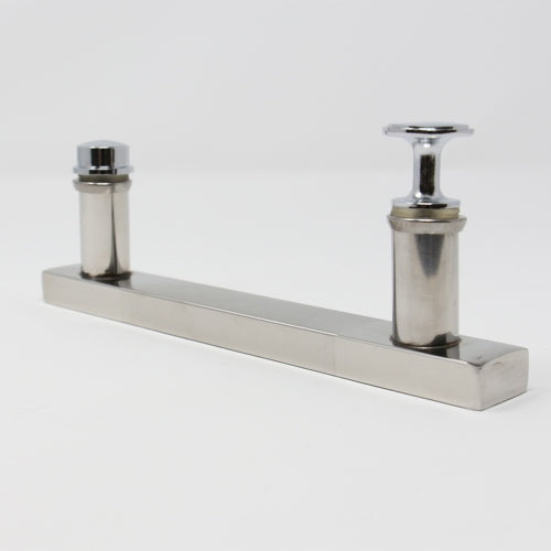 Chrome Rectangle Door Handles (x2) - 145mm Between Fixings