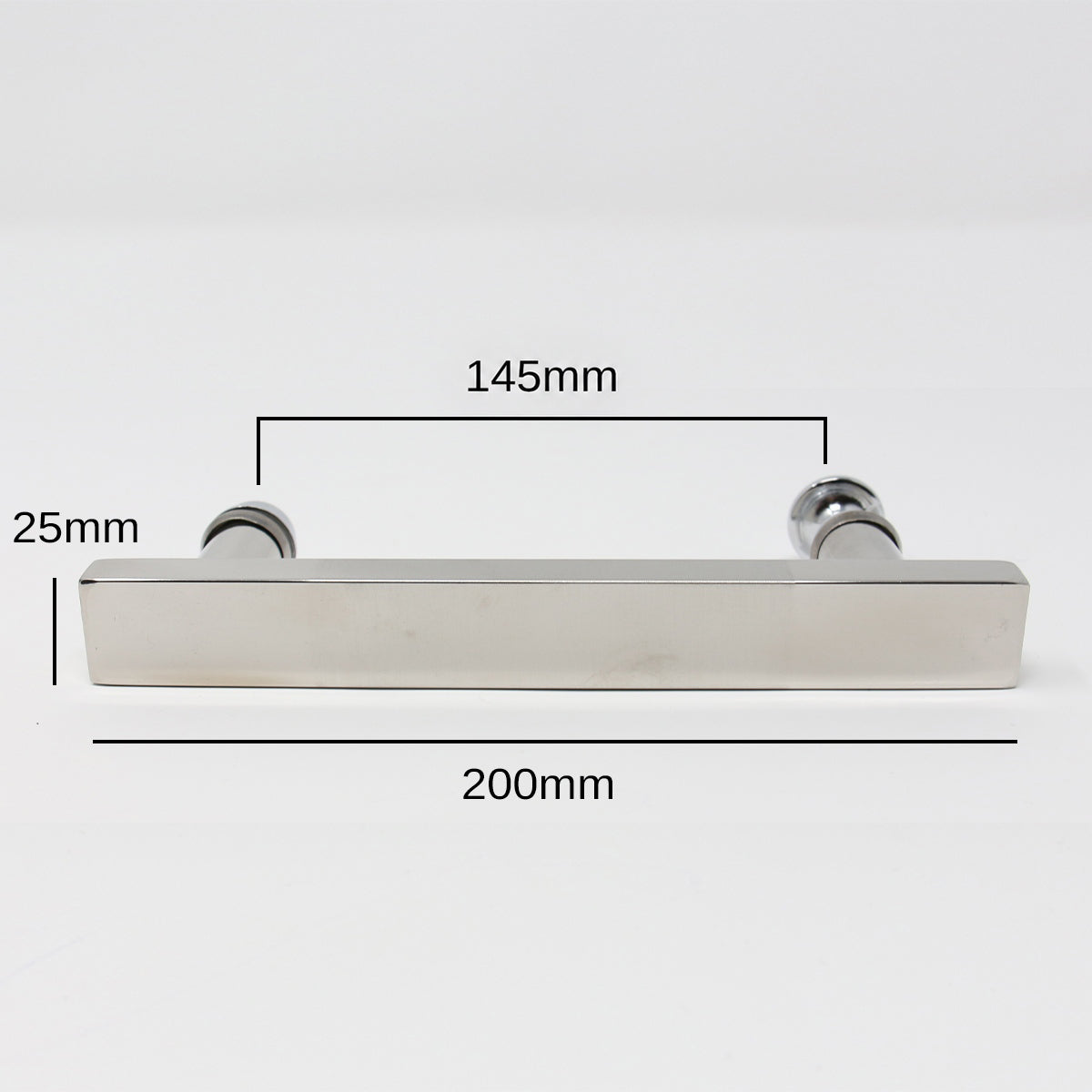 Chrome Rectangle Door Handles (x2) - 145mm Between Fixings