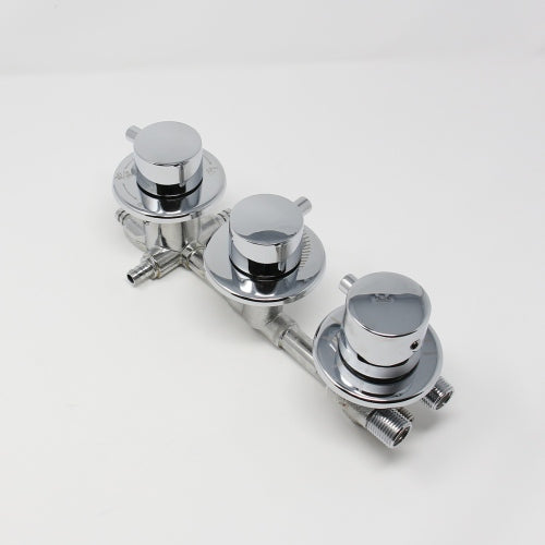 Water Control Valve mixer Tap Set - Thermostatic 4 Port 3 Feed (100mm between dials)