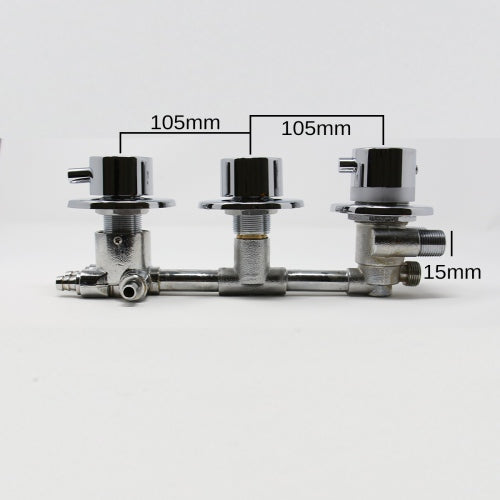 Water Control Valve mixer Tap Set - Thermostatic 4 Port 3 Feed (100mm between dials)