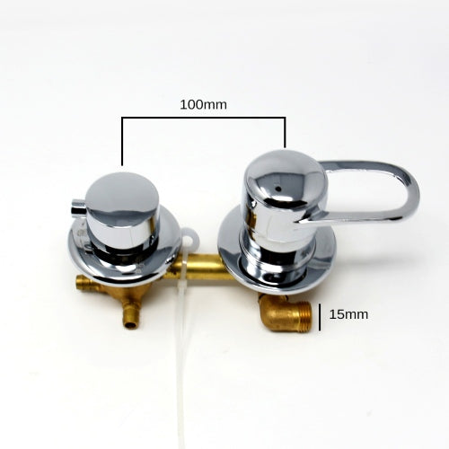 Water Control Valve mixer Tap Set - Non-Thermostatic 3 Outlet Ports with 2 or 3 Water Feeds (100mm between dials)