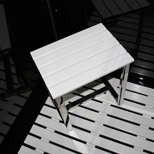 Shower Seat / Stool White Wood Effect