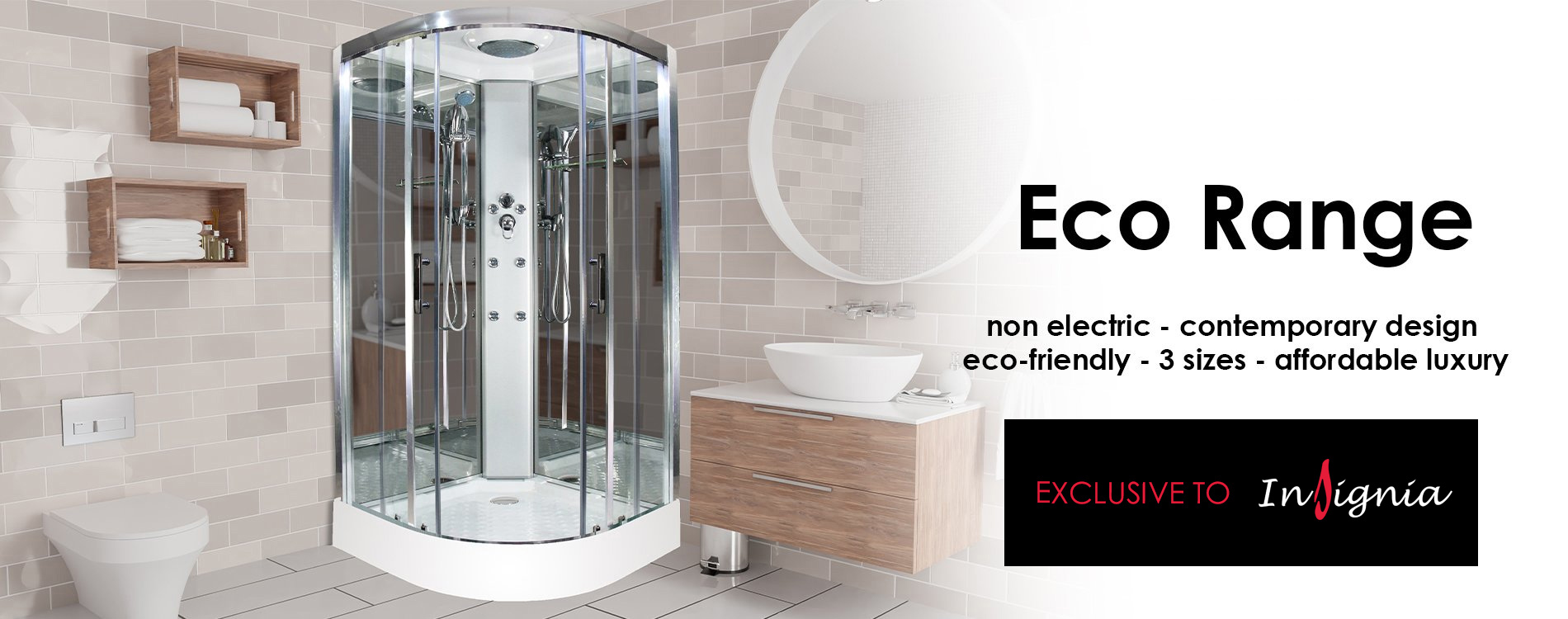 Insignia ECO Shower Cabin 800x800mm - Black Frame