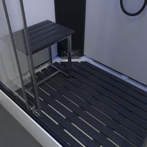 Platinum Black Synthetic Wood Effect Floor for 1100mm Left hand Offset