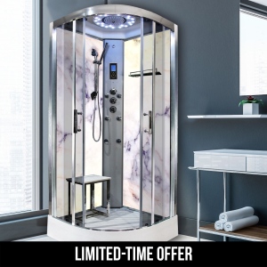 White Marble - Quadrant Shower Cabin- 800mm x 800mm : Clearance