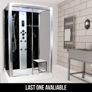 Black Marble - Rectangle Steam Shower - 1050mm x 850mm : Clearance