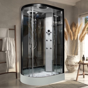 Insignia ECOnomy Shower Cabin 1100x700mm - Right Hand - Black Frame