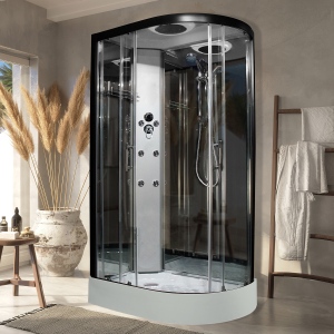 Insignia ECOnomy Shower Cabin 1100x700mm - Left Hand - Black Frame