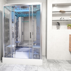 Platinum Twin Shower Cabin 1400x900mm - Chrome Frame-Mirror