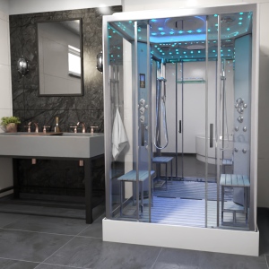Platinum Twin Steam Shower 1400x900mm - Chrome Frame-Mirror