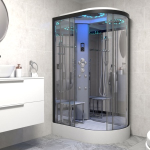 Platinum Shower Cabin 1100x700mm - Black Frame/Left Hand - Mirror