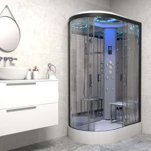 Platinum Shower Cabin 1200x800mm - Black Frame/Right Hand - Mirror
