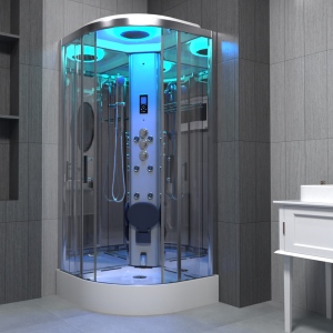 Premium Steam Shower 800x800mm - Chrome Frame/Clear Glass - Mirror