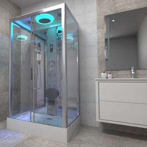 Premium Shower Cabin 1050x850mm - Chrome Frame - Mirror