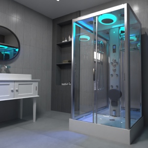 Premium Steam Shower 1050x850mm - Chrome Frame - Mirror