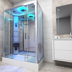 Premium Twin Shower Cabin 1400x900mm - Chrome Frame-Mirror