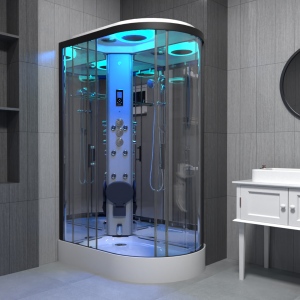 Premium Steam Shower 1100x700mm - Black Frame/Left Hand - Mirror