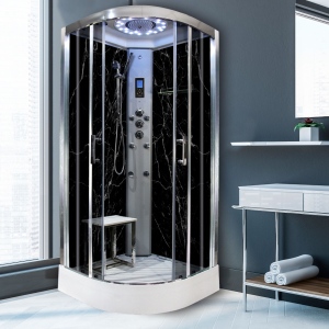 Black Marble - Quadrant Shower Cabin - 800mm x 800mm