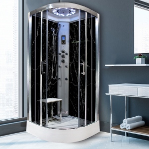 Black Marble - Quadrant Steam Shower - 800mm x 800mm