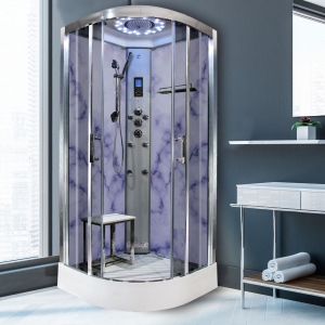 Grey Marble - Quadrant Steam Shower - 800mm x 800mm