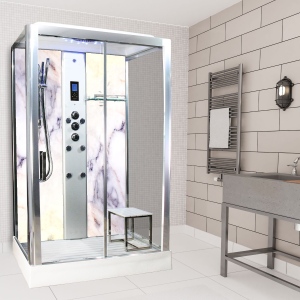 White Marble - Rectangle Shower Cabin - 1050mm x 850mm