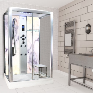 White Marble - Rectangle Steam Shower - 1050mm x 850mm
