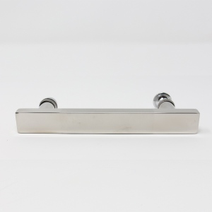 Chrome Rectangle Door Handles (x2) - 145mm Between Fixings