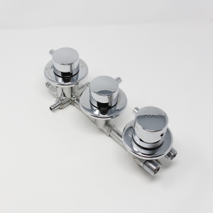 Water Control Valve mixer Tap Set - Thermostatic 4 Port 3 Feed (100mm between dials)