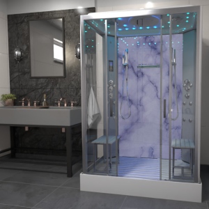 Grey Marble - Twin Shower Cabin - 1400mm x 900mm