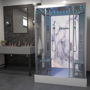 White Marble - Twin Shower Cabin - 1400mm x 900mm