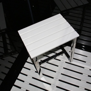 Shower Seat / Stool White Wood Effect