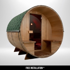 Hybrid Barrel Sauna With Porch