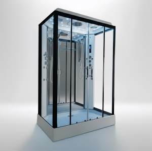 Platinum Twin Shower Cabin 1400x900mm - Black Frame-Mirror