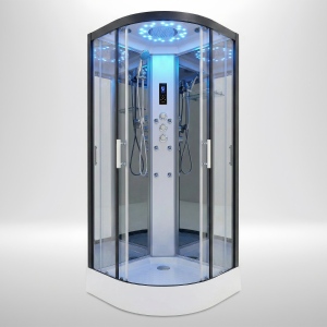 Platinum Shower Cabin 800x800mm - Black Frame/Clear Glass - Mirror