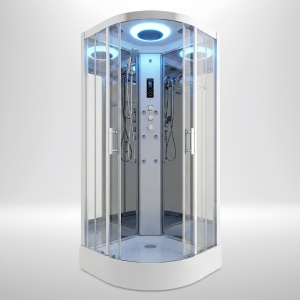 Premium Shower Cabin 1000x1000mm - Chrome Frame/Clear Glass - Mirror