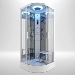 Premium Steam Shower 800x800mm - Chrome Frame/Clear Glass - Mirror