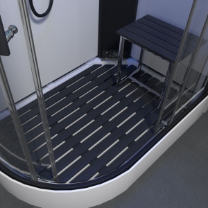 Platinum Black Synthetic Wood Effect Floor for 1100mm Right hand Offset