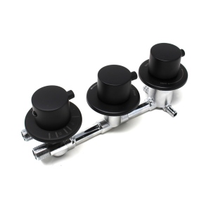 Water Control Valve mixer Tap Set (Black) - Thermostatic 2 Port (100mm between dials)