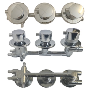 Water Control Valve mixer Tap Set - Thermostatic 4 Port 2 Water Feed (100mm between dials)