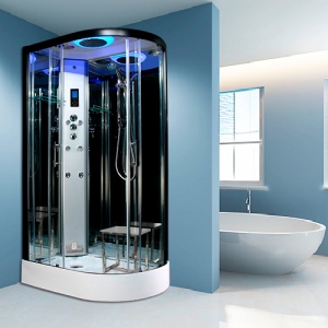 Premium Steam Shower 1100x700mm - Black Frame/Left Hand
