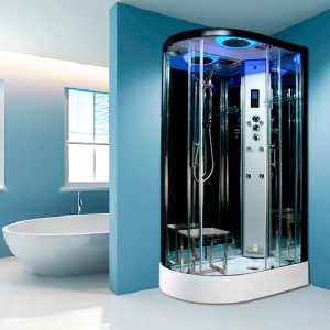Premium Steam Shower 1100x700mm - Black Frame/Right Hand