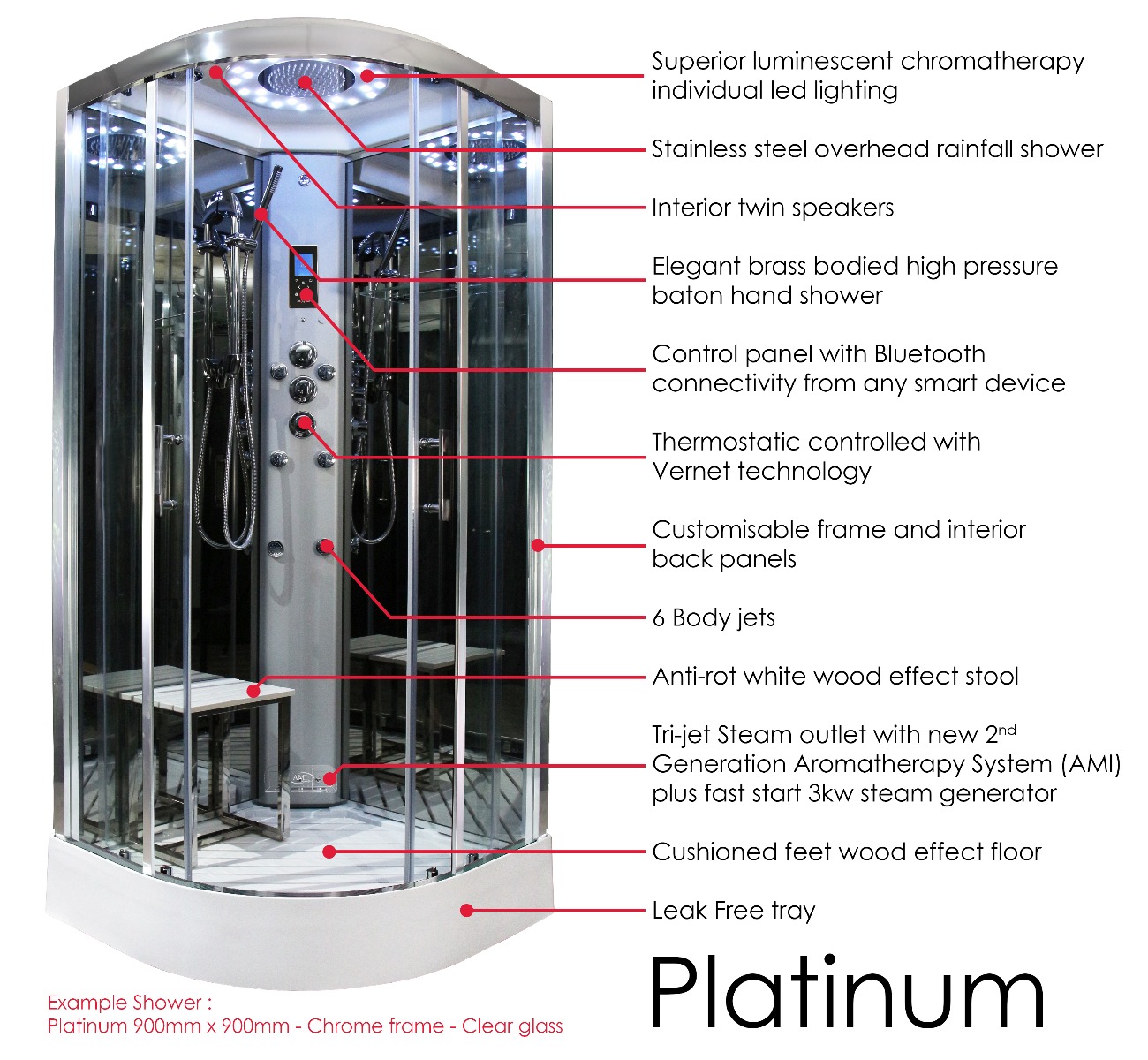 Platinum Steam Shower 1050x850mm Chrome Frame